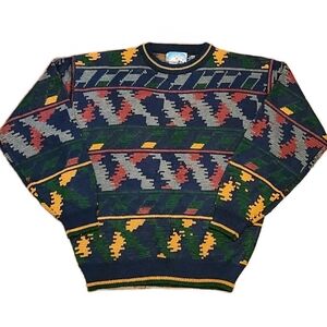 Vintage Mens Grungy Abstract Pattern Sweater